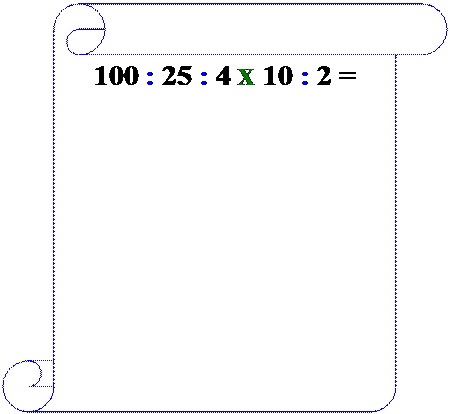 Pergamena 1: 100 : 25 : 4 X 10 : 2 =